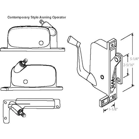 Strybuc Awning Operator Straight Arm 41-204PW D